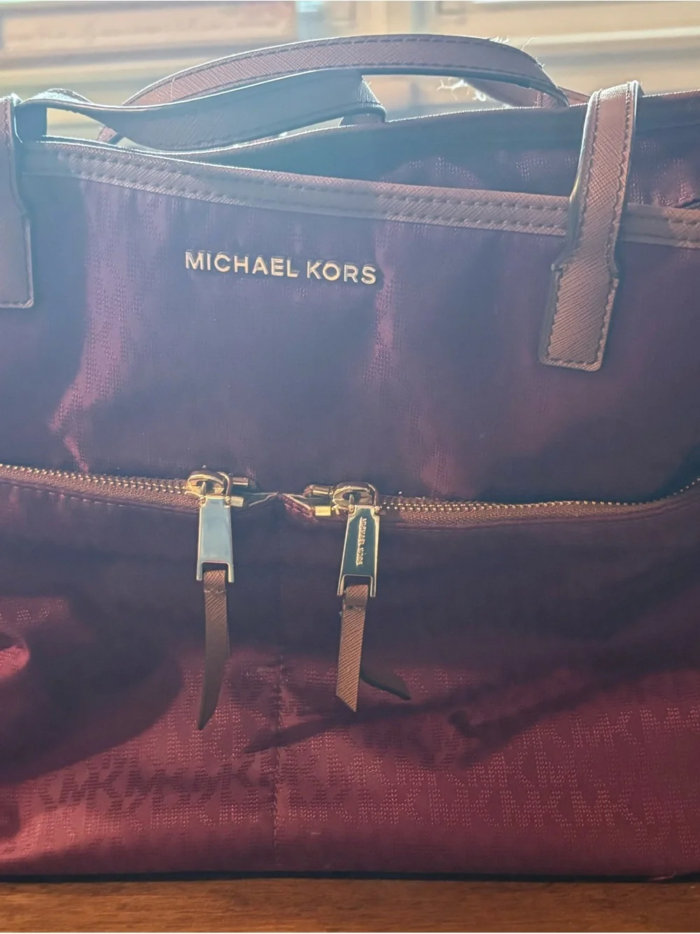 Michael Kors Burgundy Tote with Gold Hardware